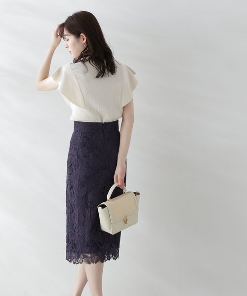 今期　Adonisis アドニシス　ケミカルレースタイトスカート インタープラネット INTERPLANET ケミカルレースBACKファスナー