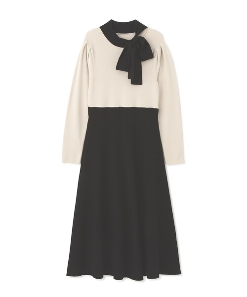 ボウタイニットフレアーワンピース｜プロポーションボディドレッシング