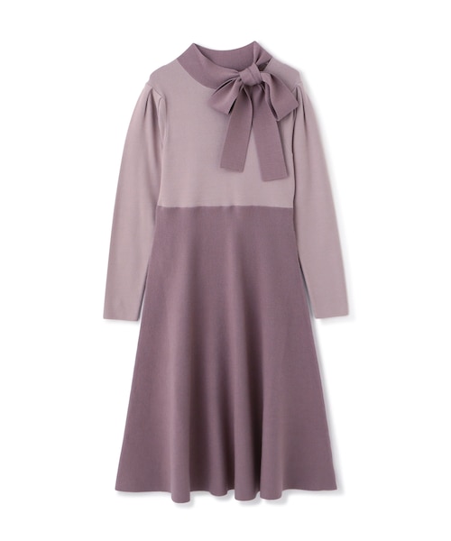 ボウタイニットフレアーワンピース｜プロポーションボディドレッシング