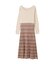 チェックプリーツニットワンピース