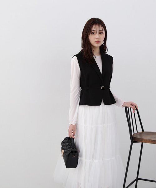 ボディドレッシングデラックス　スカート　共布バイカラーのベルト付☆ ボディドレッシングデラックス スカート 共布バイカラーのベルト付