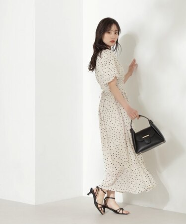 パフスリーブドット柄ワンピース｜プロポーションボディドレッシングの  