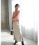 スリット入りサテンナロースカート　24AW