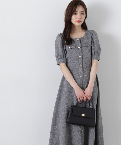 今季フロント釦スクエアネックワンピース　プロポーション フロント釦スクエアネックワンピース | プロポーション ボディ