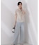 タイ付きシアー半袖シャツ