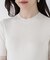 部分シアー半袖リブニット