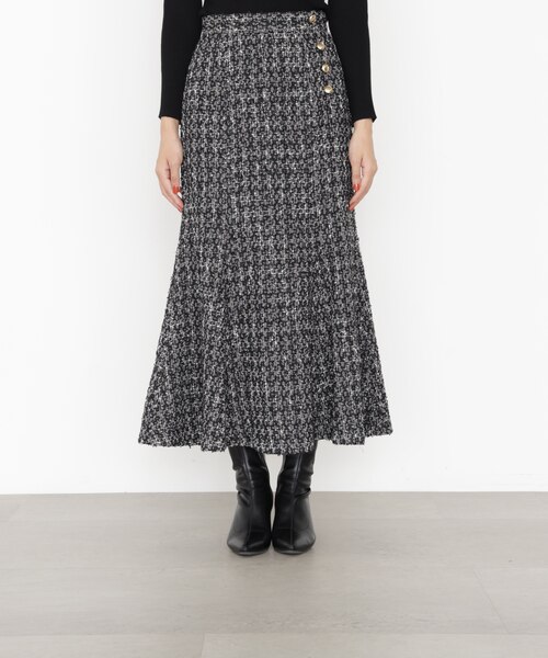 美品》プロポーションボディドレッシング＊ループツイードマーメイド  