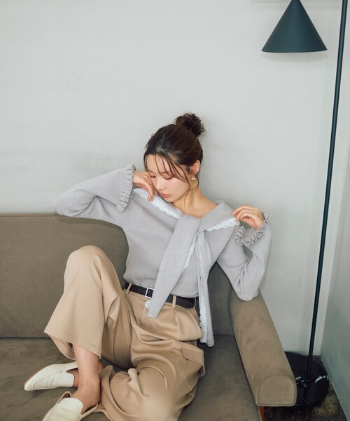 【最終値下げ】超美品　THETOE セーラーニットグレーS 新津のんさんコラボ＞〈a／mie〉セーラーニット 26SS｜プロポーション