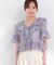 チュール付きラッフルブラウス