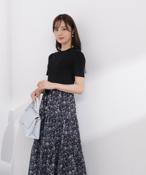 半袖花柄ドッキングニットワンピース 26SS｜プロポーションボディ