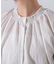 シャーリングネックシアーストライプブラウス