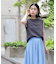 フロッキープリントノースリーブTシャツ