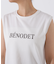 フロッキープリントノースリーブTシャツ