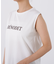 フロッキープリントノースリーブTシャツ