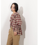 チェックラッフルブラウス