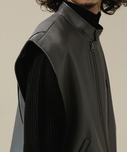 VEGAN LEATHER フルZIPベスト|ナノ・ユニバースの通販|&mall VEGAN LEATHER フルZIPベスト|ナノ・ユニバースの通販|&mall
