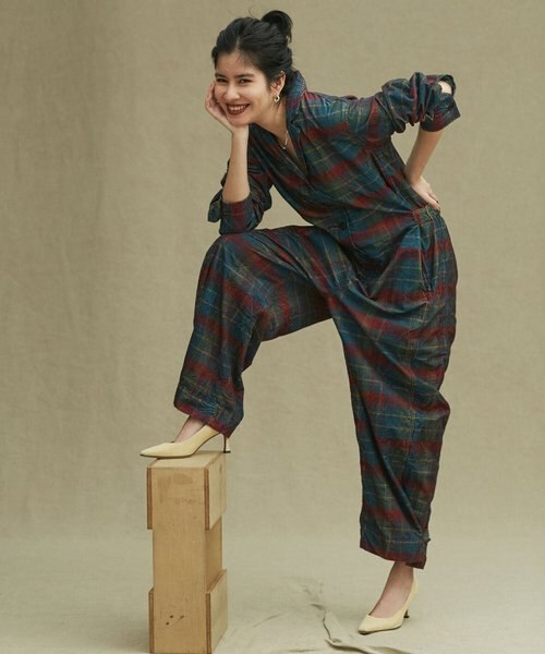 LB.02／チェックコーデュロイジャンプスーツ 長袖｜ナノ・ユニバースの