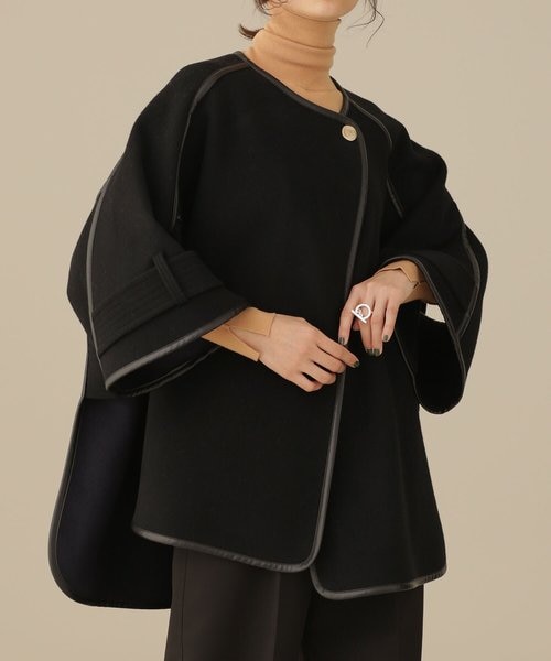 【新品】LB.03/パイピングバイカラーリバーポンチョ　ナノユニバース LB.03／パイピングバイカラーリバーポンチョ｜ナノ・ユニバース