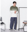 片畦グラデーションクルーネックニット