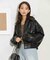 WEB限定／ライトウエイトクロップドフェイクレザーブルゾン