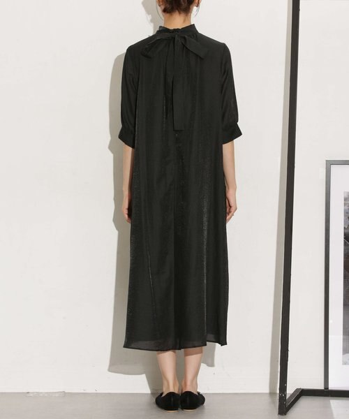 Kaene/シャンブレーAラインドレス　ブラック kaene シャンブレーAラインドレス ブラック（シャンブレー