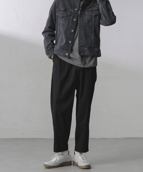 コットンライクツイルツータックテーパードイージーパンツ｜ナノ
