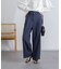 共ベルト付きハイウエストパンツ