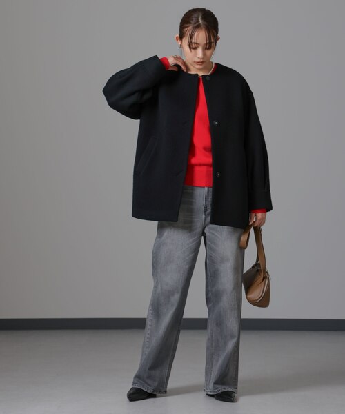 た*ん様 PECOLAMBウールカシミヤノーカラーミドル丈コート PECOLAMBウールカシミヤノーカラーミドル丈コート｜ナノ・ユニバースの