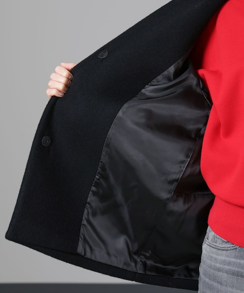 PECOLAMBウールカシミヤノーカラーミドル丈コート｜ナノ・ユニバースの