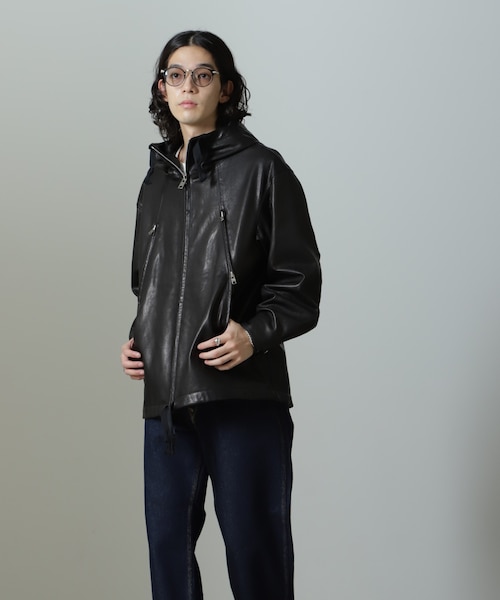 Schott／別注 レザー フードパーカー｜ナノ・ユニバースの通販｜&mall