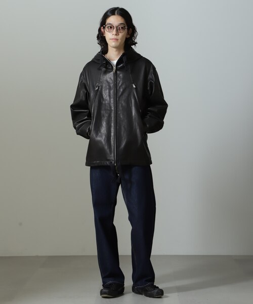 Schott／別注 レザー フードパーカー｜ナノ・ユニバースの通販｜&mall