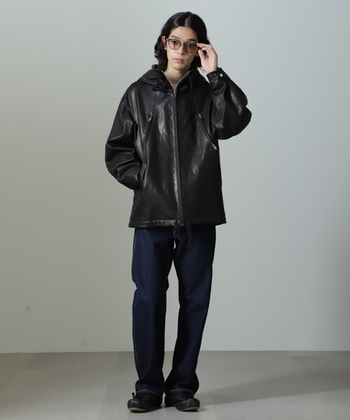 Schott／別注 レザー フードパーカー｜ナノ・ユニバースの通販｜&mall