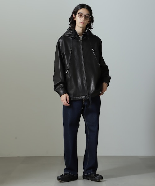 Schott／別注 レザー フードパーカー｜ナノ・ユニバースの通販｜&mall