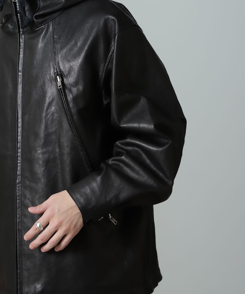 Schott／別注 レザー フードパーカー｜ナノ・ユニバースの通販｜&mall