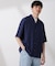 リネンブレンドピンストライプワイドカラーシャツ（セットアップ可)