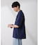 リネンブレンドピンストライプワイドカラーシャツ（セットアップ可)