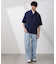 リネンブレンドピンストライプワイドカラーシャツ（セットアップ可)