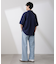 リネンブレンドピンストライプワイドカラーシャツ（セットアップ可)