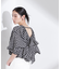 シアーチェックバックオープンバルーンブラウス