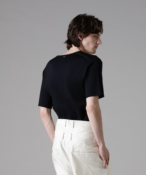 ナノユニバース（NANO universe）/「ASSEMBLANC」ウォッシャブルシルクワイドリブVネックニットTシャツ ASSEMBLANC」ウォッシャブルシルクワイドリブVネックニットTシャツ