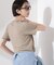 シャーリングジャガード半袖ナロートップス (セットアップ可)