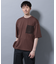 配色ステッチ フェイクスエードポケットTシャツ