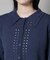 衿付アイレットクロップドニットカーディガン