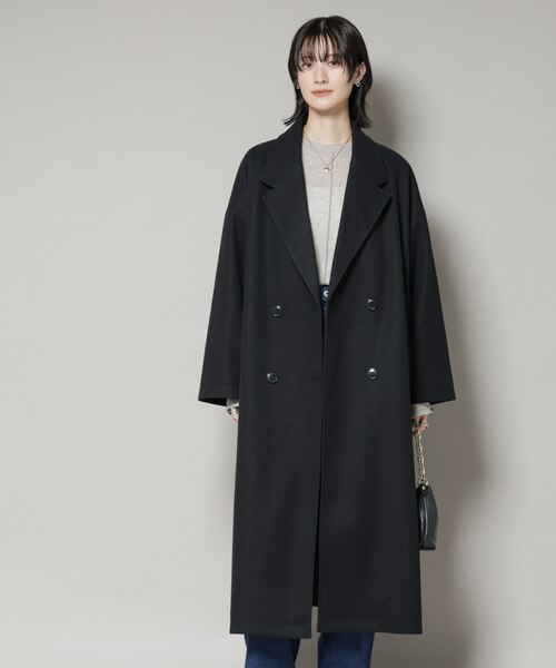 ✨未使用タグ付き✨ナノユニバース チェスターコート ヘリンボーン ロング丈 L Re:EDIT チェスターコート レディース アウター ジャケット