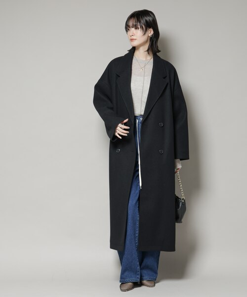 メルトンジャージーチェスターロングコート｜ナノ・ユニバースの