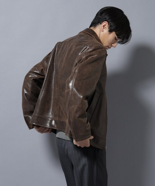 nano&co⭐︎ライダースジャケット ハイブリッドデザイン オイルドラムレザー nano&co⭐︎ライダースジャケット ハイブリッドデザイン