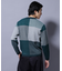 ブロックチェッククルーネックニット