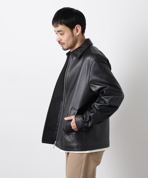 レザーシングルライダースジャケット｜ナノ・ユニバースの通販｜&mall
