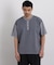 オーバーダイジャガードストライプヘンリーTシャツ 半袖