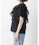 アシンメトリーフリル異素材コンビTシャツ